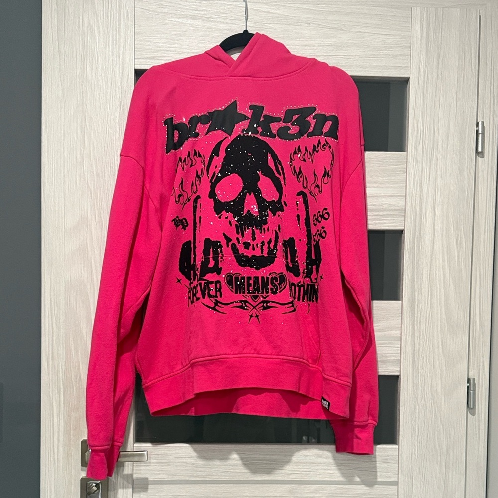 Bright Pink Casual Hoodie
